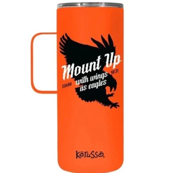 Kerusso 22 oz Stainless Steel Mug With Handle - Mount Up with Wings as Eagles"